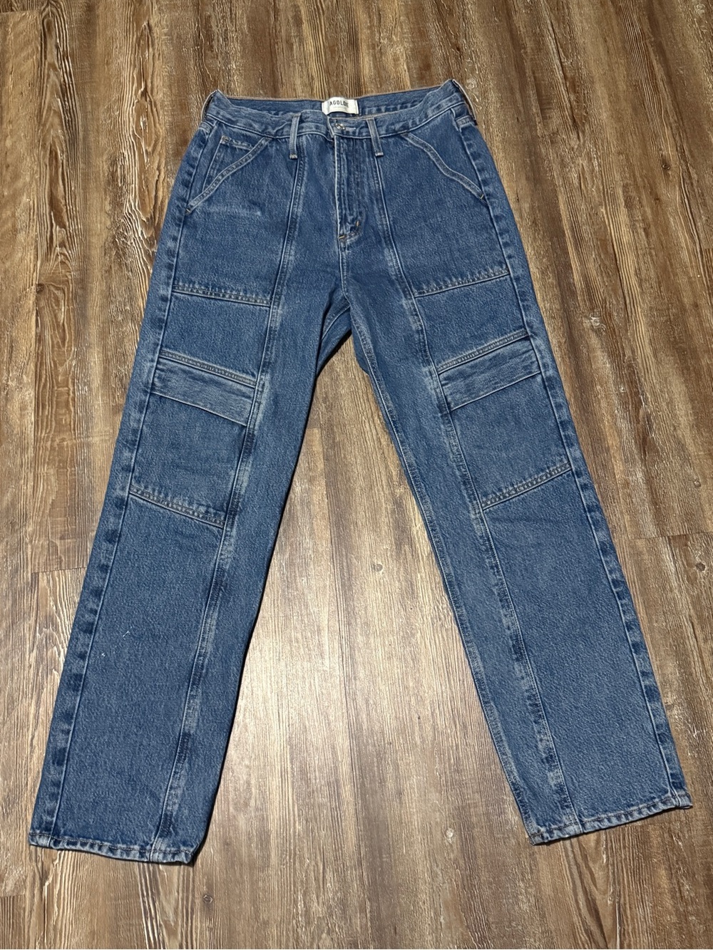 Agolde Cooper Straight Leg Jeans Women's 26 High Rise Cargo Designer Denim